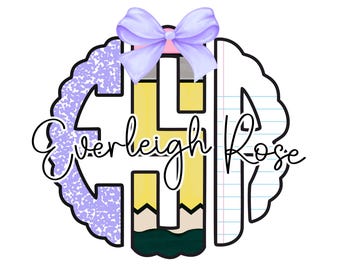 School Monogram PNG: Scalloped Design with Bow (Digital Download