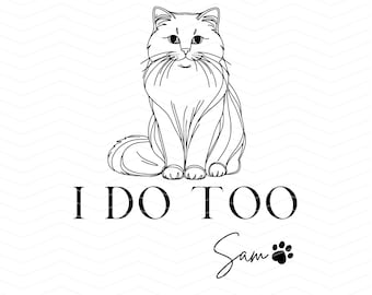 Wedding Can Cooler SVG PNG: Custom Monogram, Bride & Cat (Digital Download) Wedding Monogram, Wedding Favor, Wedding svg, She Said Yes, I do