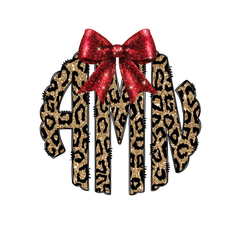 Leopard Print Monogram Leopard Print Custom Monogram With Bow (personalized PNG) Monogram PNG ...