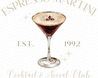 Espresso Martini Watercolor Print: Cocktail & Social Club (PNG Digital Download)