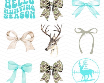 Teal Bow Deer Hunting PNG: Hello Hunting Season Digital Download