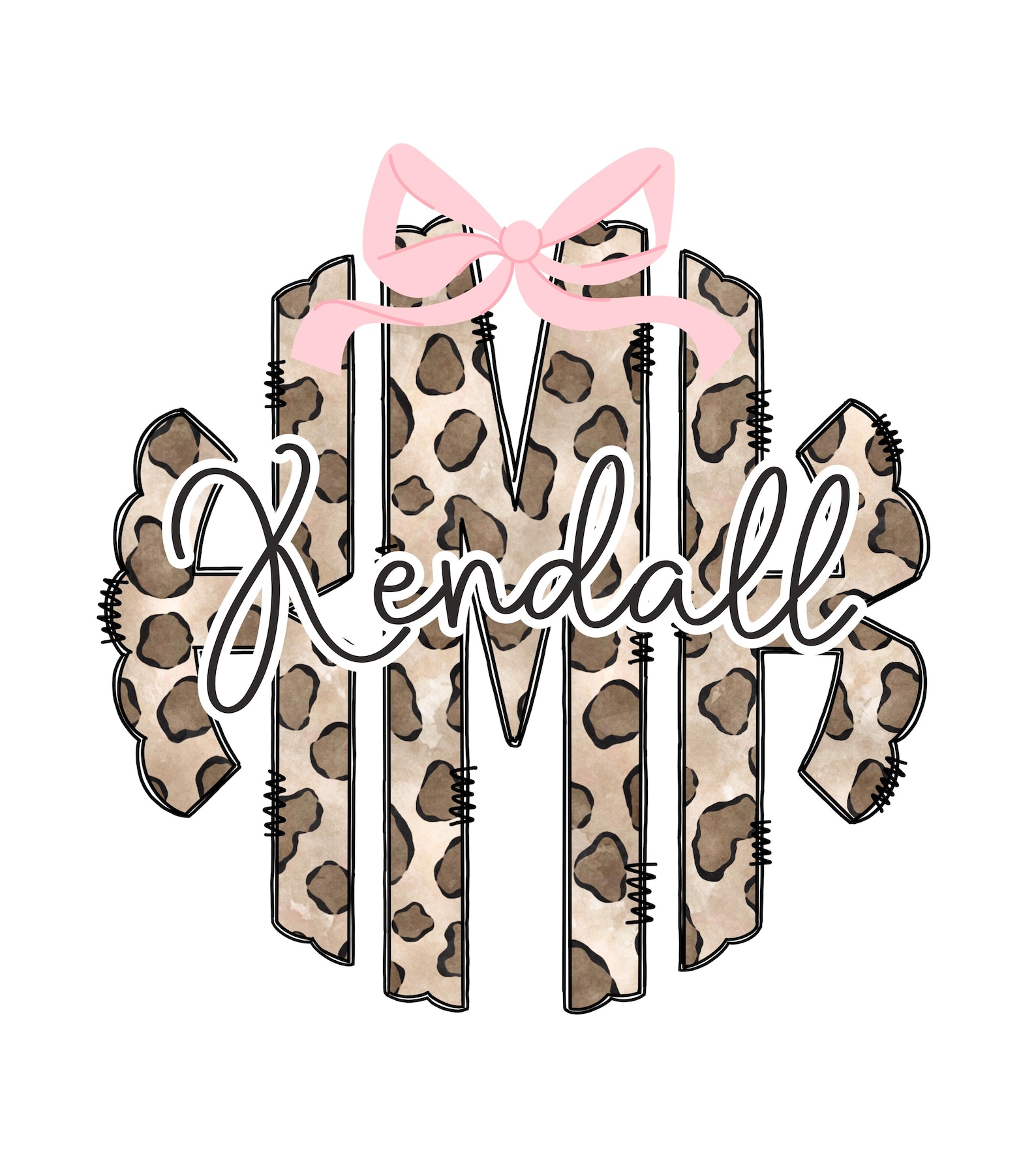 Leopard Print Monogram Custom Leopard Print Monogram Png, Scallop Monogram, Scalloped Monogram ...