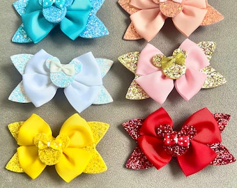 Disney Minnie Mouse inspired glitter bow hair clip