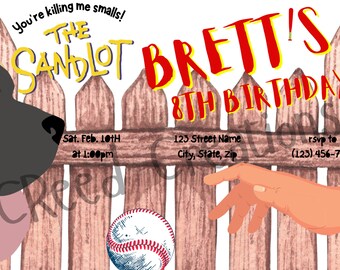 Sandlot Printable Birthday Invitation, the Sandlot, Killing Me Smalls ...