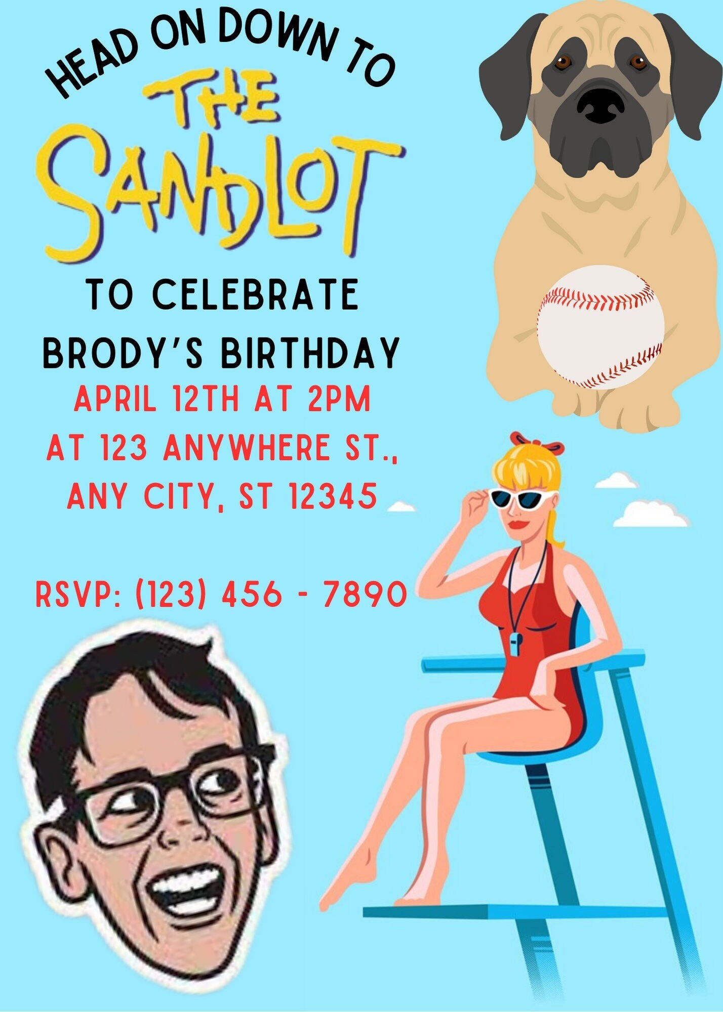 Sandlot Birthday Invitation - Etsy