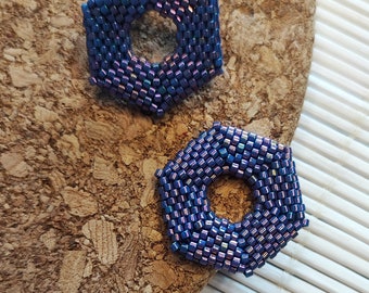 Lila Hexagon Design Ohrstecker Perlen Handgefertigte Ohrringe Geometrische Mode