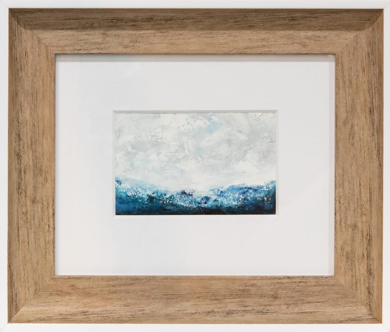 Out at Sea, Original Oil and Cold Wax Painting on Paper, 4x6, Seascape