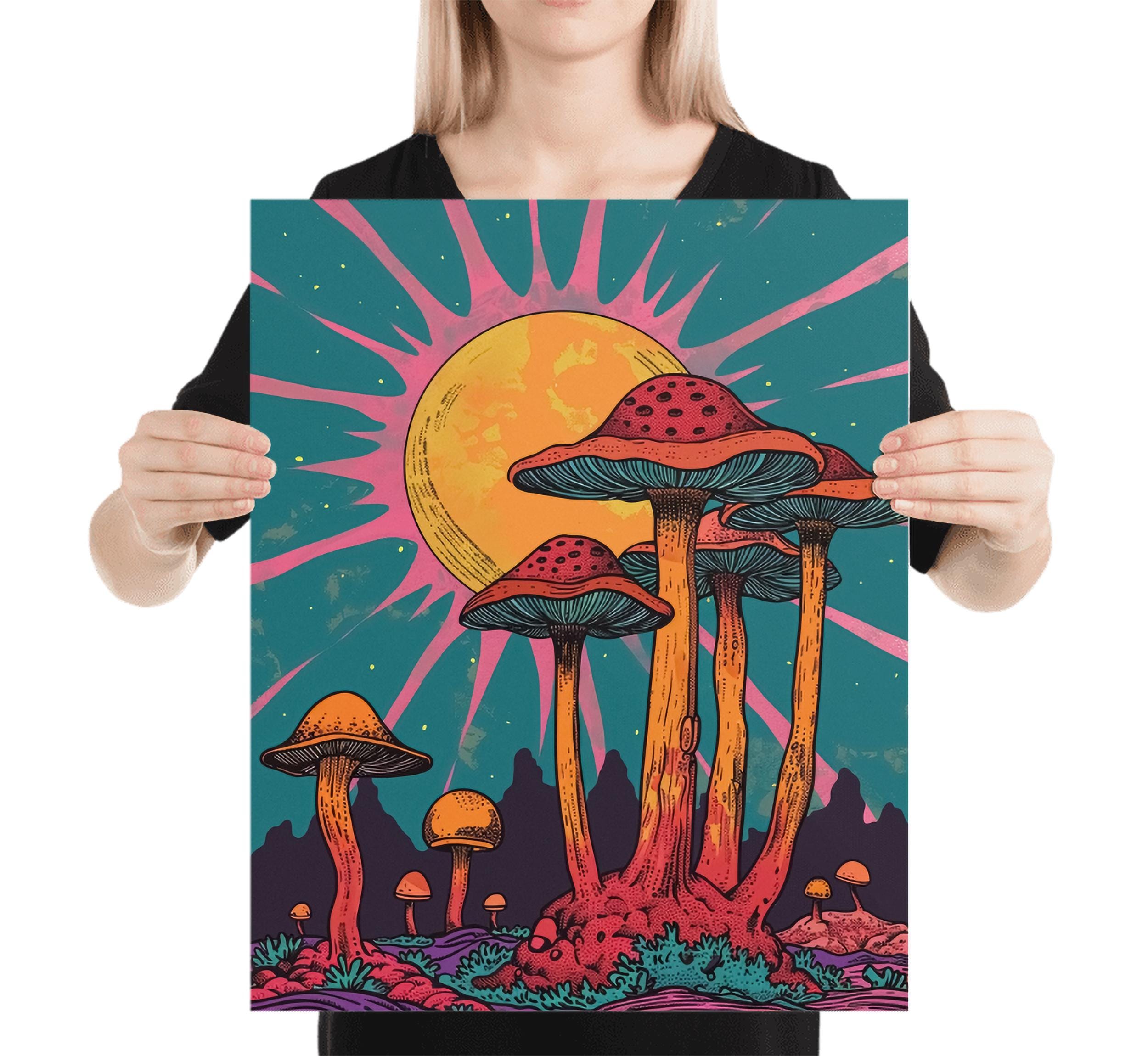 Psychedelic Mushroom Art Print: 70s Retro Sci-fi Decor - Etsy