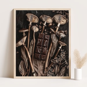 Magic Mushroom Chocolate Print: Moody Goblincore Wall Art