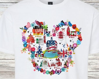 Epcot Countries Shirt Disney World Theme Park, Epcot World Trip Shirt, Epcot Travel Shirt, Disney World Tour Tee, Floral Mickey Head