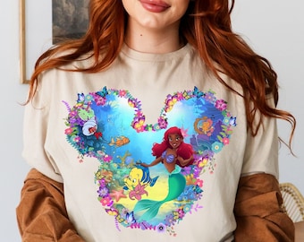 Disney Castle Trip, Disney Black Ariel Shirt, Mickey Ears Themed, Disney Shirt, New The Little Mermaid Shirt, Black Princess Ariel Shirt