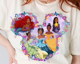 Disney Asha Tiana Cinderella Ariel Belle Shirt, Disney Black Princess Shirt, Disney Princesses Shirt, The Little Mermaid, Disney Gift Shirt