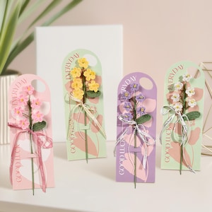 Cadeaux pour la fête des mères, carte de fleurs au crochet faite main, kit de cadeaux de fleurs, muguet, myosotis, cadeaux de remise de diplôme pour amis, anniversaire