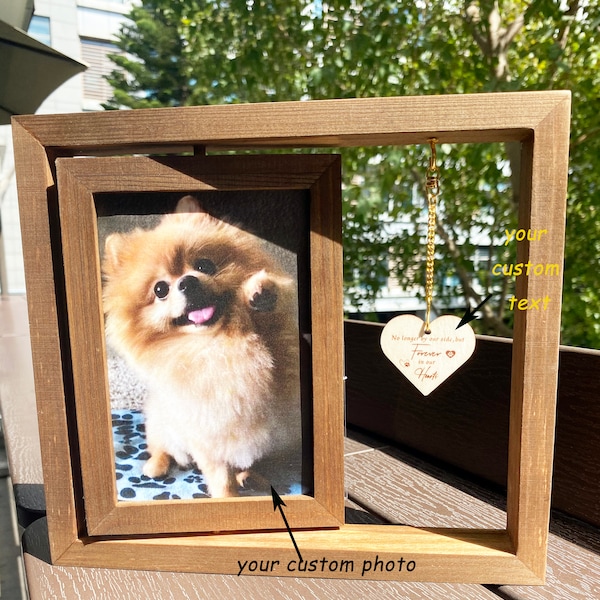 Mother's Day Gifts,Personalized Wooden Double-sided Photo Frame, Custom Wood Rotating Photo Picture Frame With Engraved,Spinning Photo Frame
