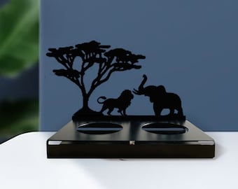 Metal Animal Candle Holders, Custom Pet Candlestick, Personalized Elephant Giraffe in The Forest Silhouette Tea Light Candle Stand,Pet Lover