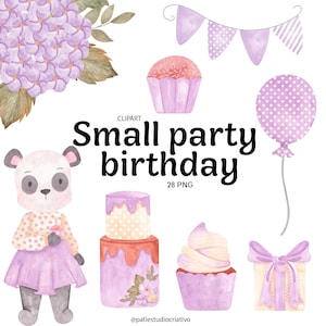 Joyeux anniversaire, aquarelle, cliparts, illustrations de croissance mensuelle, cadeau de baby shower, animal avec ballons png, gâteaux, bonbons
