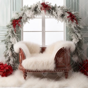 Christmas in Mint and Red Newborn Digital Backdrop Background