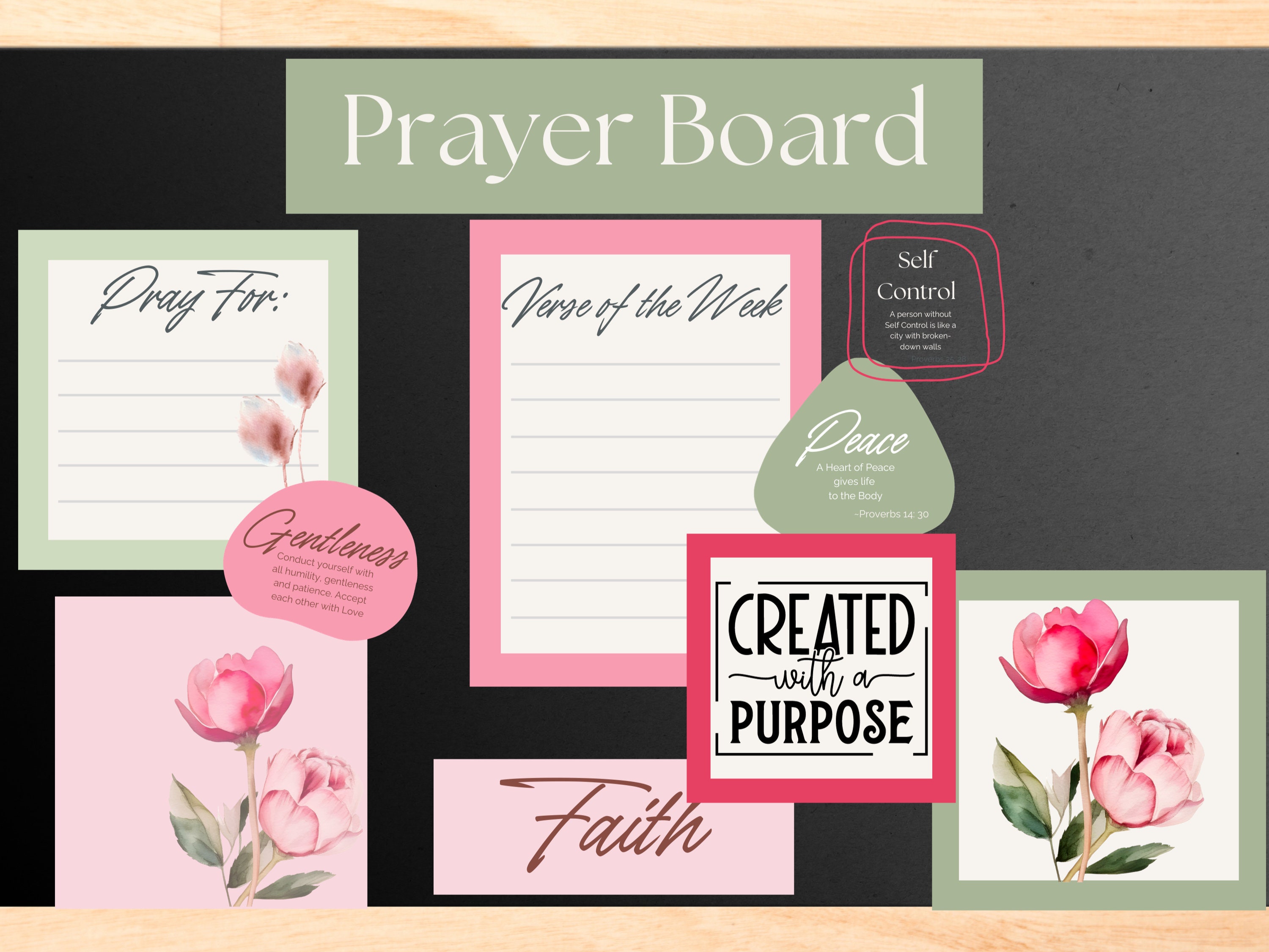 Printable Prayer Board Kit Simple Edition Christian Church Prayer
