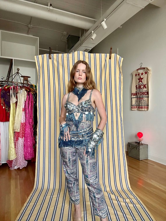 1960s ice blue belly dance costume