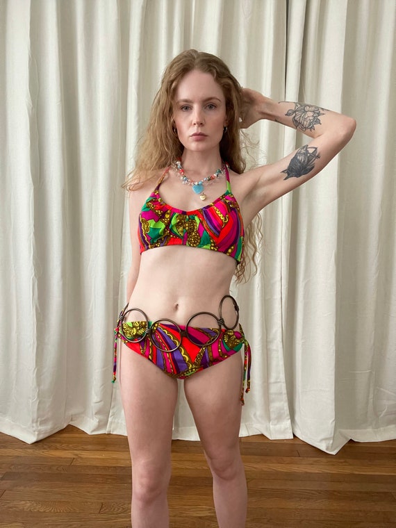 1960s neon psychedelic bikini - image 3