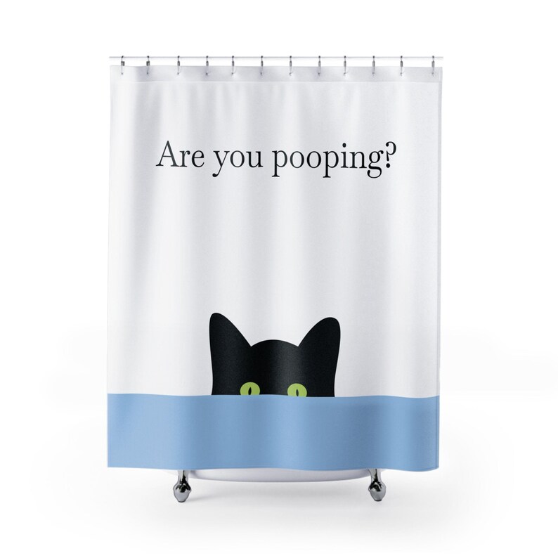 Are You Pooping? Cat Shower Curtain, Black Cat Shower Curtain, Funny ...