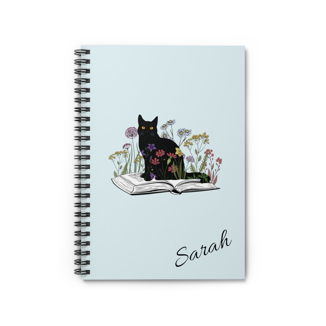 Personalized Cat and Book Lover Journal, Custom Cat Mom Notebook