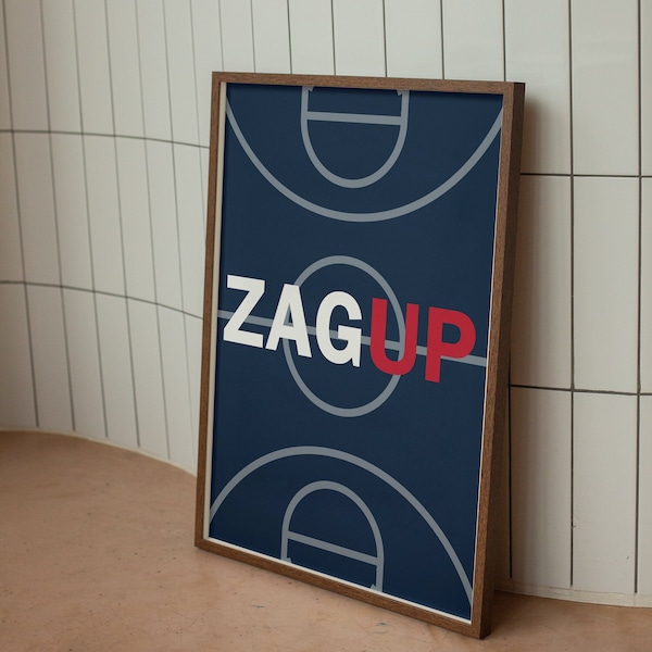 Gonzaga Wall Art, Zagup Basketball Decor, College Art, Gonzaga University Gift, Zagup, Gonzaga Basketball, Go Zags, Gonzaga University