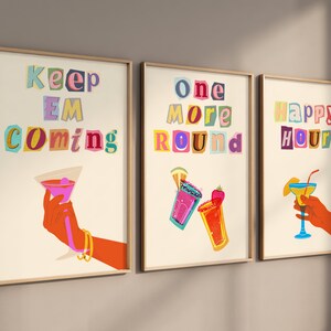 Zestaw 3 wydruków koktajlowych, wydruk na wózku barowym, wydruk estetyczny Y2K, wydruk w czasopiśmie, wydruk koktajlowy na wózku barowym, plakat na wózku barowym, wydruk koktajlowy retro