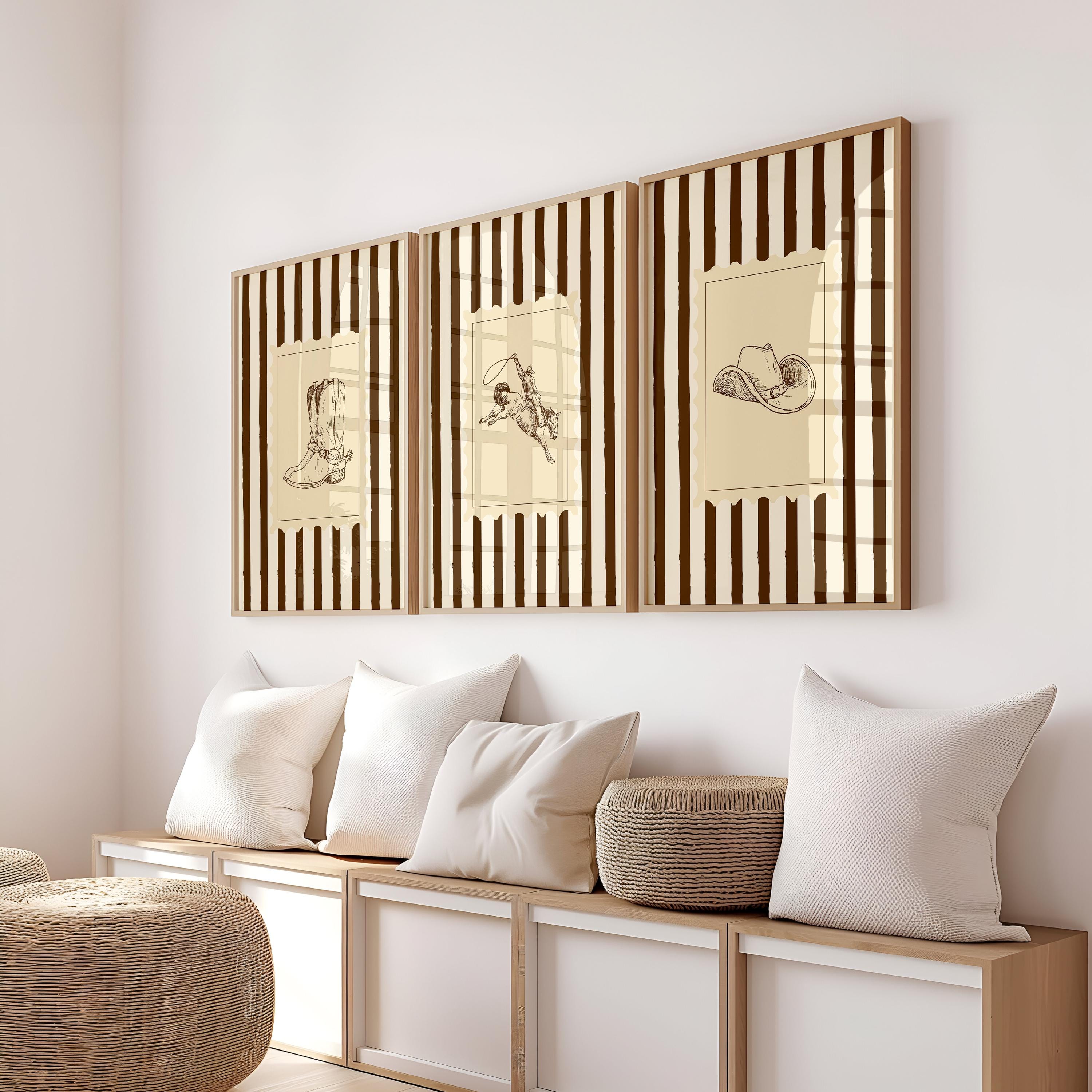 Young Rodo Schech Western Cowboy Set of 3 Print Vintage Rodeo Sketch Wall Art Retro Horse ...