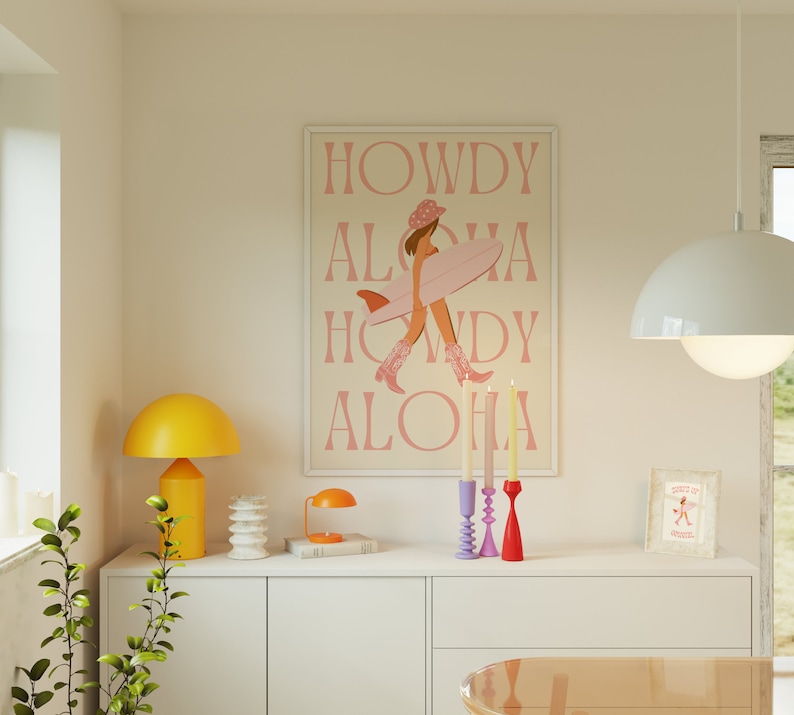 Howdy and Aloha Cowgirl Framed Poster | Physical Framed Print | Framed ...