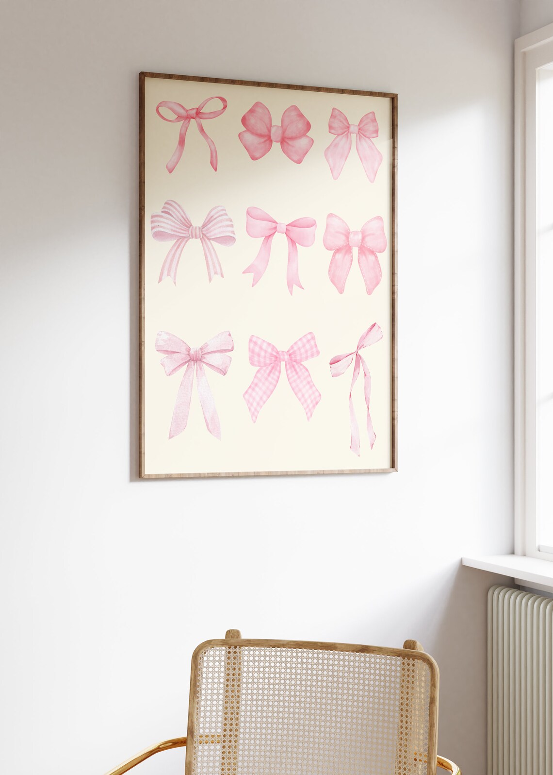 Trendy Pink Bows Wall Art, Pink Coquette Pink Bow Print, Girly Wall Art ...