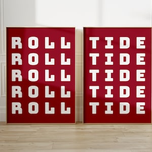 Alabama Crimson Art Set of 2 | Roll Tide Art | Dorm Decor | Tuscaloosa Alabama | Preppy Dorm Art | Roll Tide | Alabama Fan Decor | Apartment