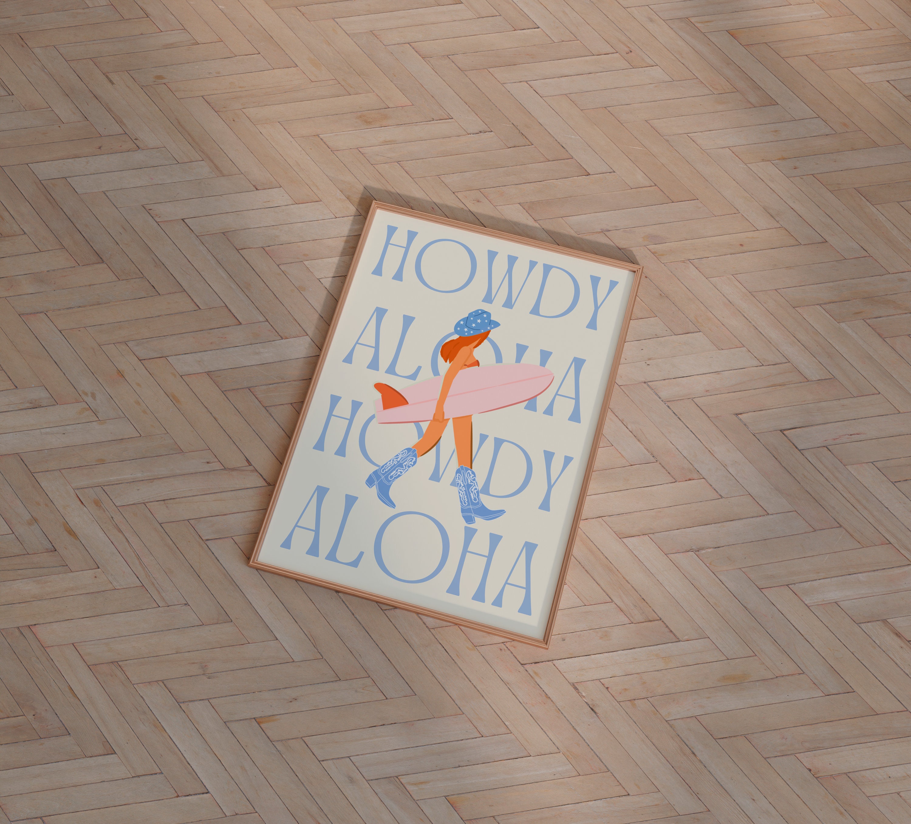 Howdy and Aloha Cowgirl Print, Coastal Cowgirl Printable, Cowgirl ...