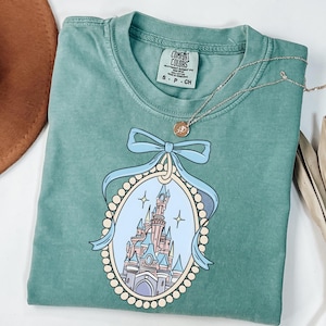 Comfort Colors T-Shirt\ Disney Magical Castle with Blue Coquette T-Shirt, Magic Kingdom T Shirt, Disney Girl Trip, Disneyworld Family Shirt