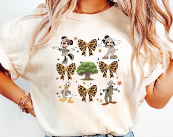 Comfort Colors T-Shirt\ Mickey And Friends Leopard Coquette Bows Animal Kingdom T-Shirt, Disney Safari Mode T Shirt, Magic Kingdom Family