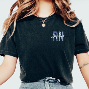 Comfort Colors T-Shirt\ Custom Registered Nurse T-Shirt With Name, Personalized RN Pocket T Shirt, Nurse Life Shirt, Registered Nurse Shirt