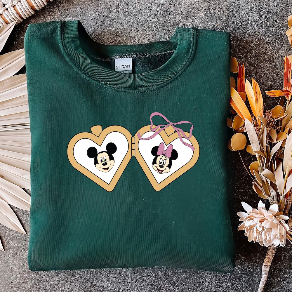Locket Sweatshirt, Cute Locket Bow Sweatshirt, Minnie Mickey Lover Sweatshirt, Cute Disneyworld Sweatshirts, Mickey Coquette Sweatshirt Trendy Fashion