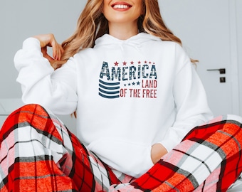 Land Of The Free Hoodie, Independence Day Hoodie, Patriotic Hoodie, 4th Of July Party Hoodie, USA Flag Hoodie, America Hoodie, USA Hoodie