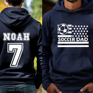 Custom Soccer Dad Hoodie: Personalized Name & Number Football Gift