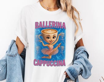 Camiseta de café con colores cómodos: divertida camiseta de baile con bailarina y capuchino