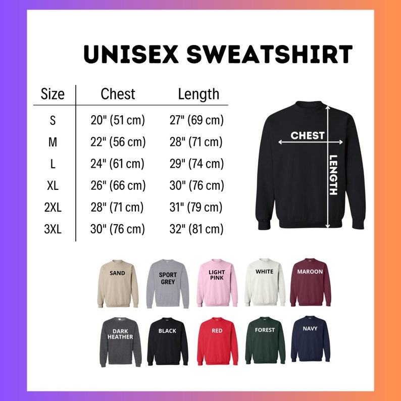 a long sleeved sweatshirt with the measurements for each item