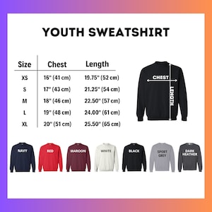 youth sweatshirt sizes chart