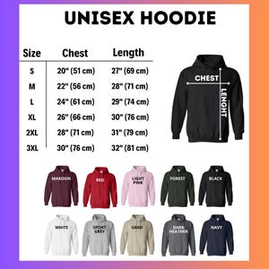 a picture of a hoodie sizes chart
