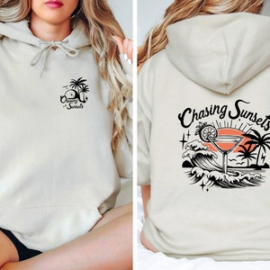 Chasing Sunsets Hoodie: Retro Summer Vibes, Beach Vacation