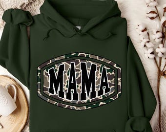 Camouflage MAMA Hoodie: Retro Duck Camo Mom Crewneck