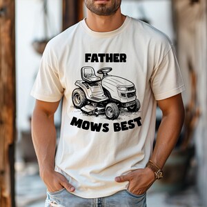 Comfort Colors Father Mows Best, Father&#39;s Day Gift, Vintage Lawn Mower Tee, Dad Shirt, Yard Work Humor Shirt for Dad, Who Loves Lawn Care