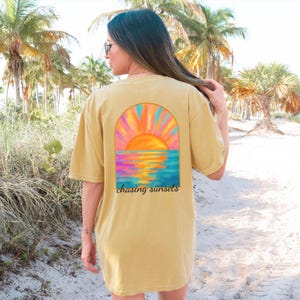 Comfort Colors® Coconut Girl Sunset T-shirt, Summer Vacation Beach Shirt, Salty Mermaidcore Tee for Surfer, Summer Vibes Surf Shirt