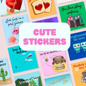 Cute Printable Stickers | Colorful Sticker Set | Funny Love Stickers | Instant Download | Animals stickers | Laptop stickers| gift