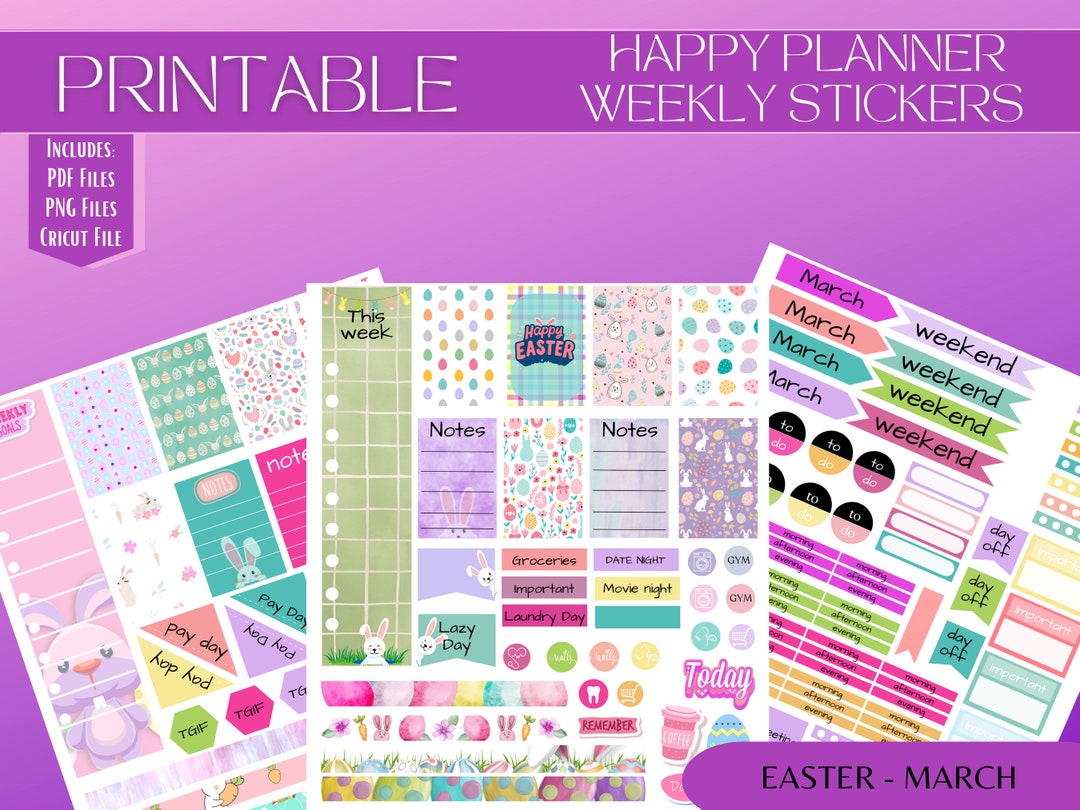 Printable Planner Stickers Easter Stickers Theme Stickers - Etsy