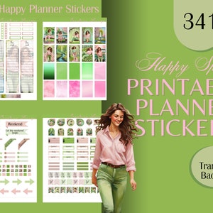 Printable Planner Sticker | Spring Classic Happy Planner Printable Stickers |Monthly Set |PNG Transparent Background
